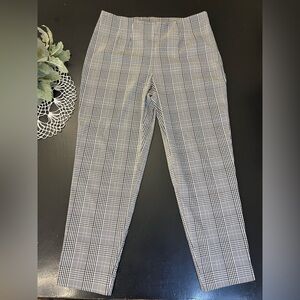 Time & Tru Black White‎ Checkered Stripe Crop Ankle Career Pants Sz 18 Stretch